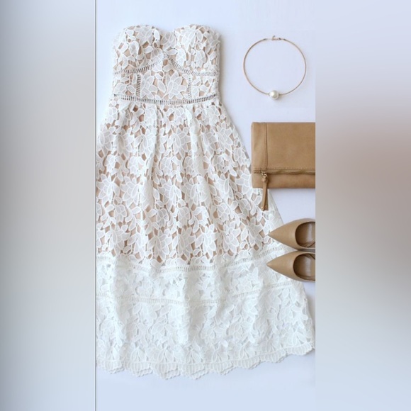 Just Me White Lace Midi Dress - Picture 5 of 6
